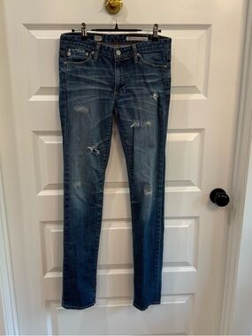 AG Adriano Goldschmied Premiere Skinny Straight Distressed Jeans